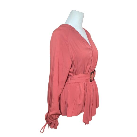 Revolve L'Academie Los Angeles Dezi Jacket Women's Small Wrap Top Blouse Rust - Picture 7 of 9